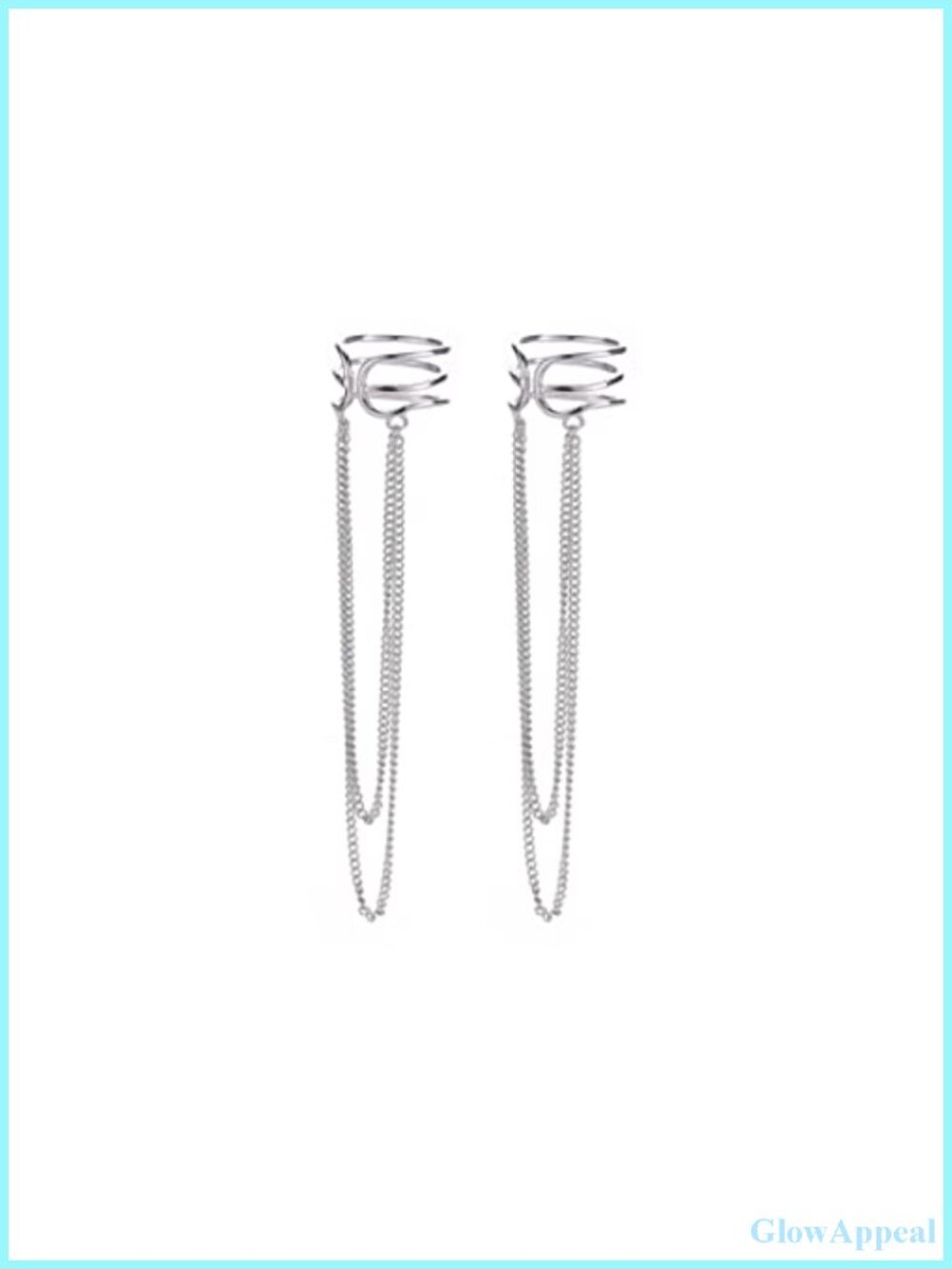 925 Sterling Silver No Piercing Cuff Earrings Chain Wrap Clip On Women Tassel